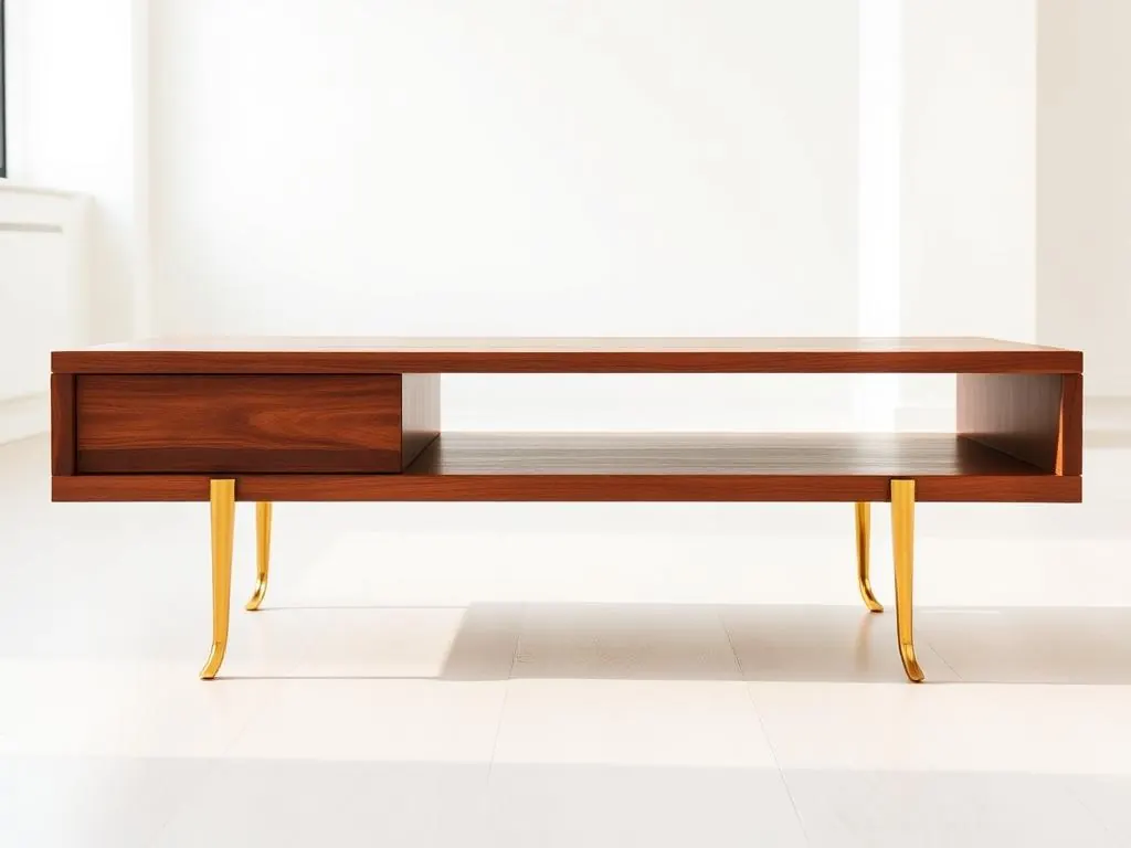 Contemporary Furniture Design Plans PDF Download walnut coffee table with brass legs